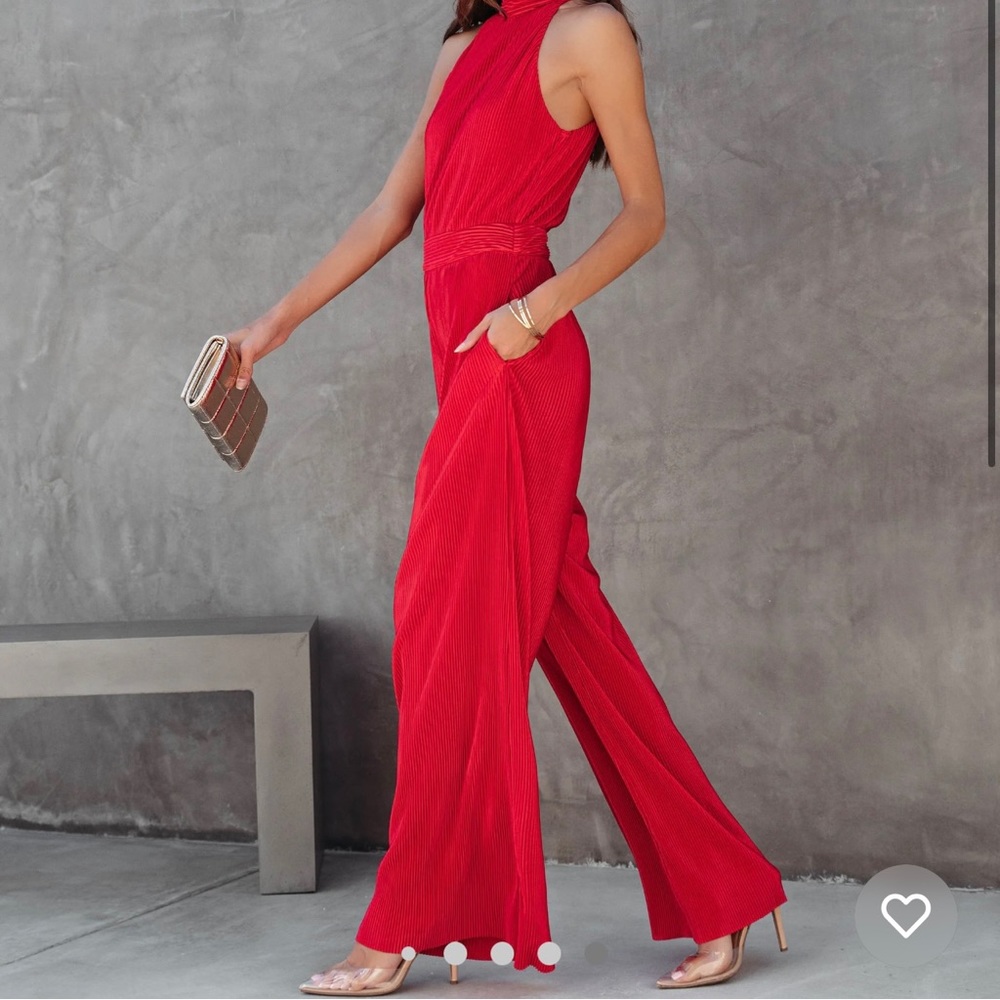 Pocketed Plisse Jumpsuit